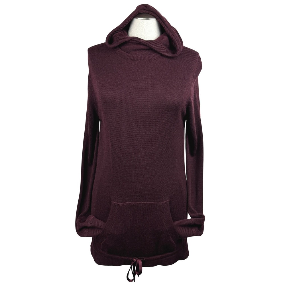 Lululemon Burgundy Cashmere Blend Hooded Knit Sweater Tunic Size 8